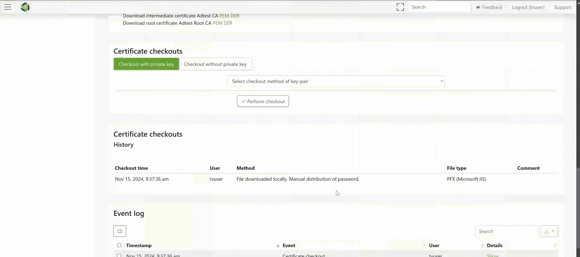 Select this option to download and manually distribute the certificate