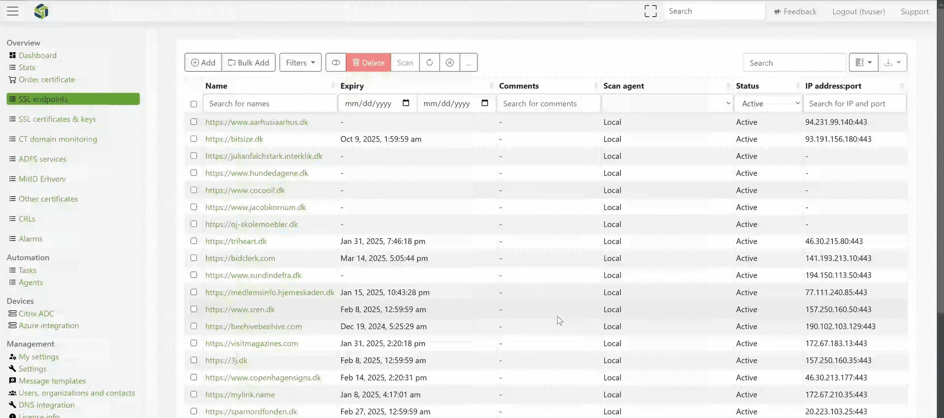 How to export data from the list