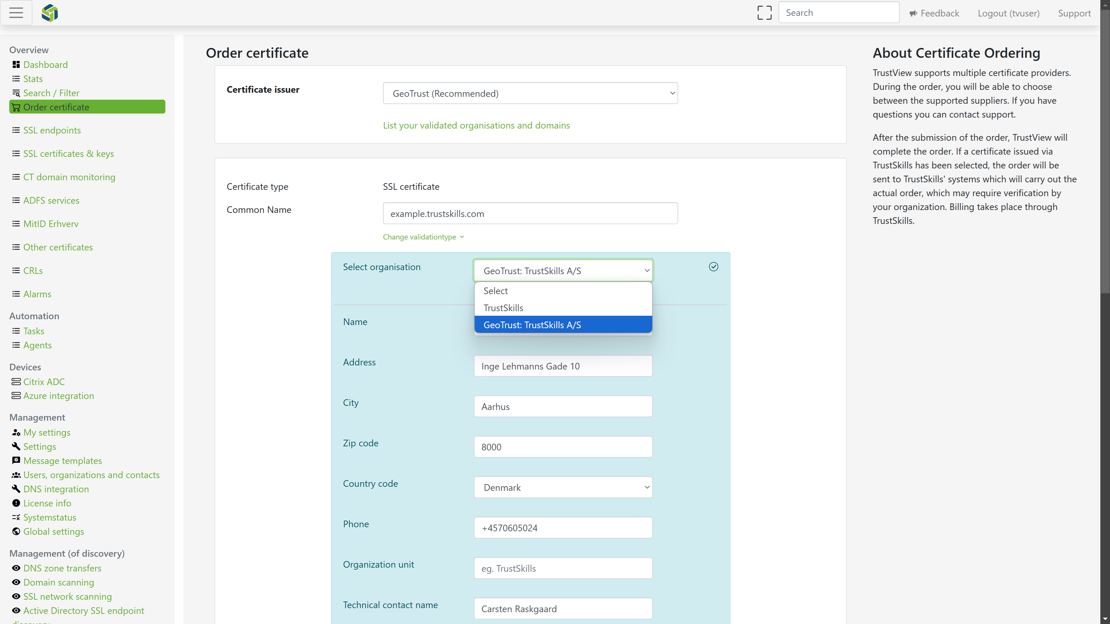 Use a prefilled organisation template to fill out the information